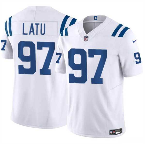 Men & Women & Youth Indianapolis Colts #97 Laiatu Latu White 2024 Draft F.U.S.E. Vapor Limited Stitched Jersey